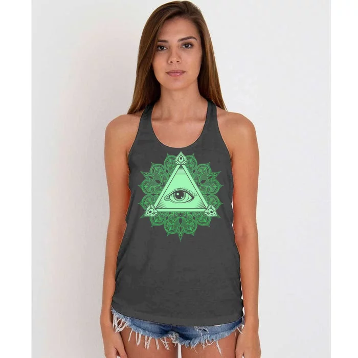 All Seeing Pyramid Eye Women's Knotted Racerback Tank