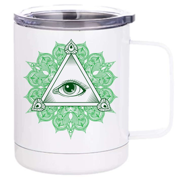 All Seeing Pyramid Eye Front & Back 12oz Stainless Steel Tumbler Cup