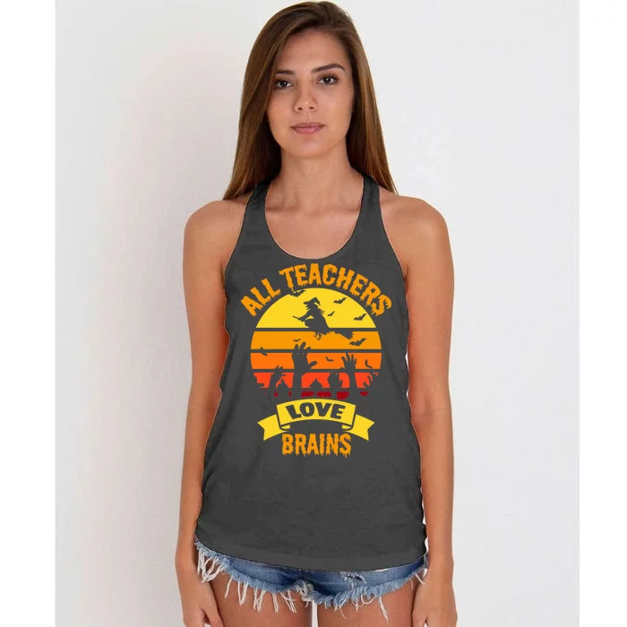 All Teachers Love Brains Women's Knotted Racerback Tank