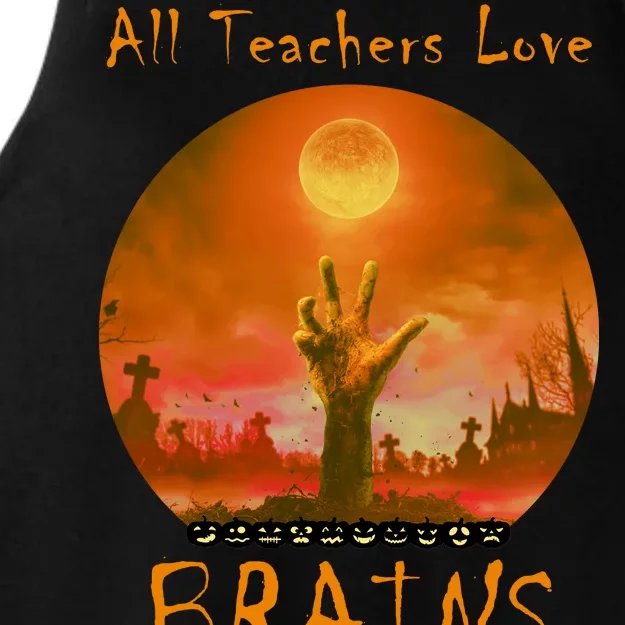 All Teachers Love Brains Zombie Ladies Tri-Blend Wicking Tank