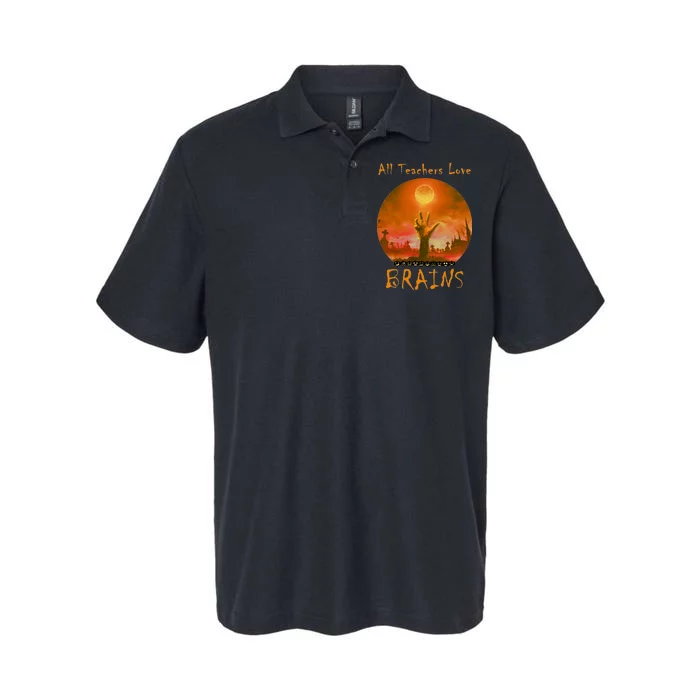 All Teachers Love Brains Zombie Softstyle Adult Sport Polo