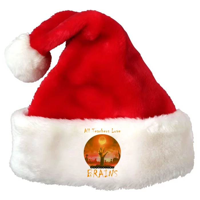 All Teachers Love Brains Zombie Premium Christmas Santa Hat