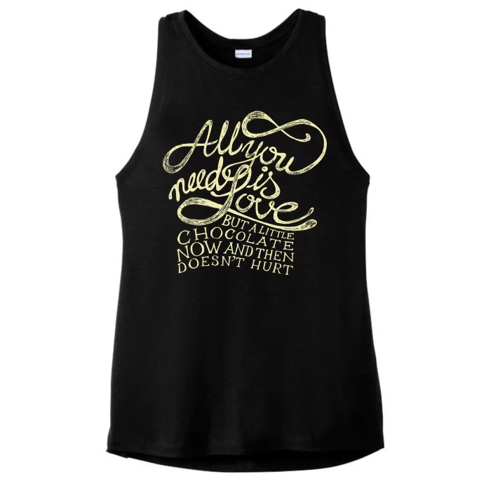 All You Need is Love but a Little Chocolate Doesn't Hurt Valentine's Day Ladies Tri-Blend Wicking Tank