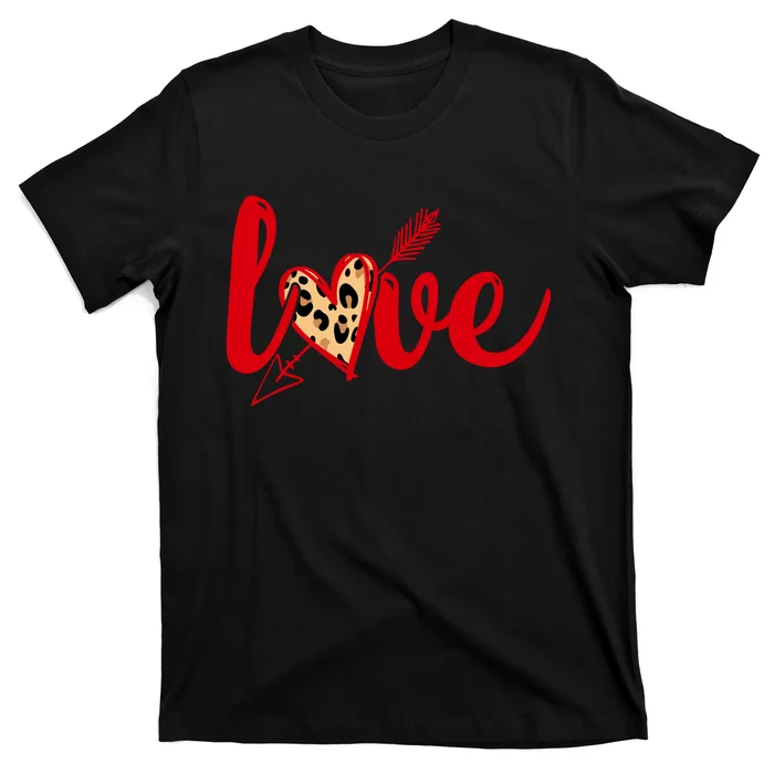 Arrow Love Leopard Gift Valentine Day T-Shirt