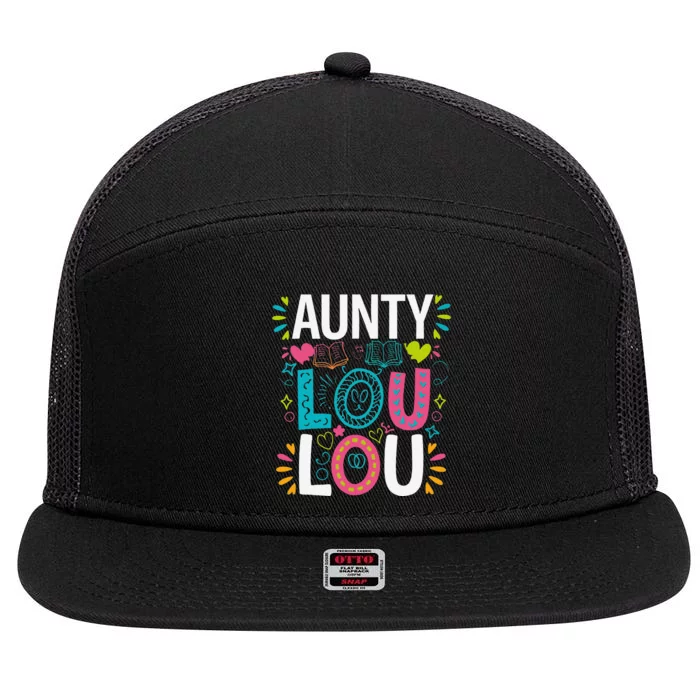 Aunty Lou Lou Best Auntie Ever Mothers Day 7 Panel Mesh Trucker Snapback Hat