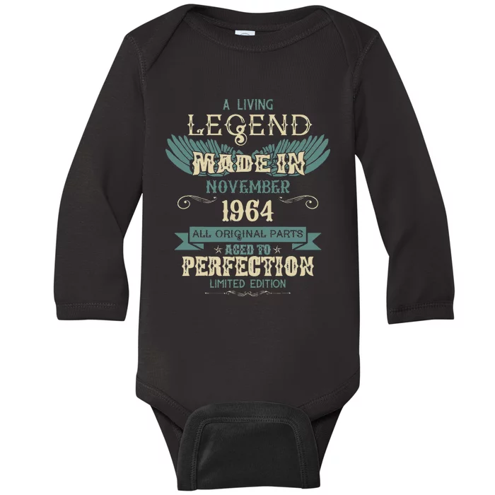 A Living Legend Born In November 1964 – Happy Birthday Baby Long Sleeve Bodysuit