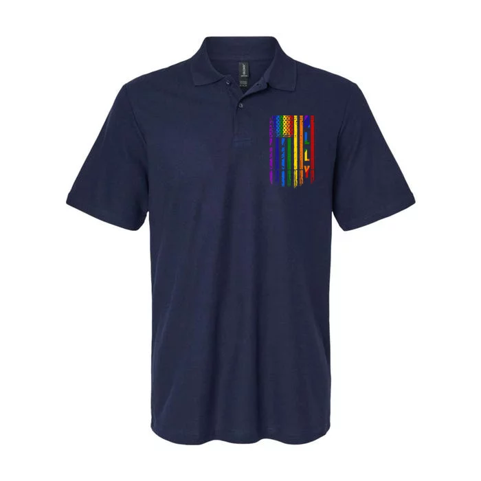 Ally Lgbt Lgbtq Rainbow Pride American Flag 4th Of July Softstyle Adult Sport Polo