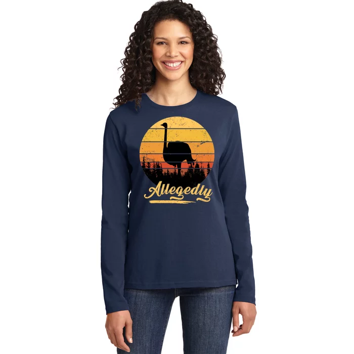 Allegedly Ostrich Retro Ladies Long Sleeve Shirt