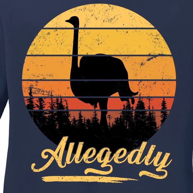 Allegedly Ostrich Retro Ladies Long Sleeve Shirt