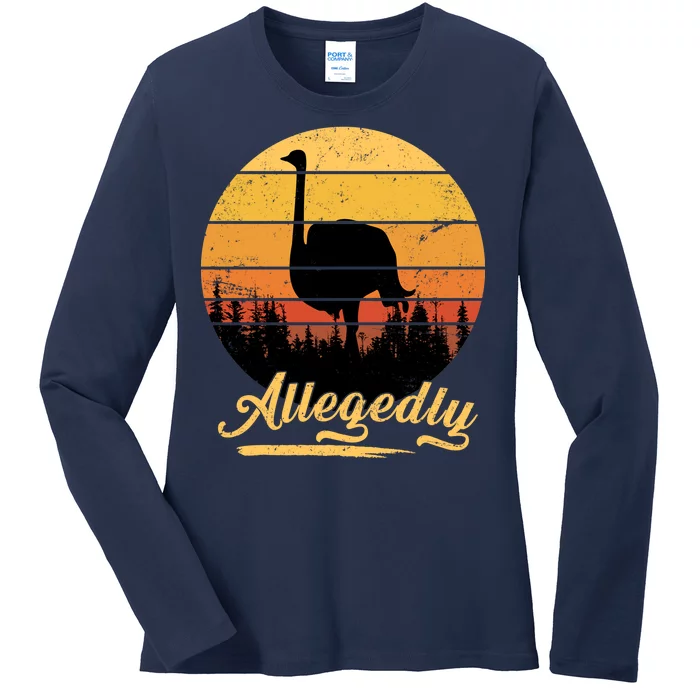 Allegedly Ostrich Retro Ladies Long Sleeve Shirt