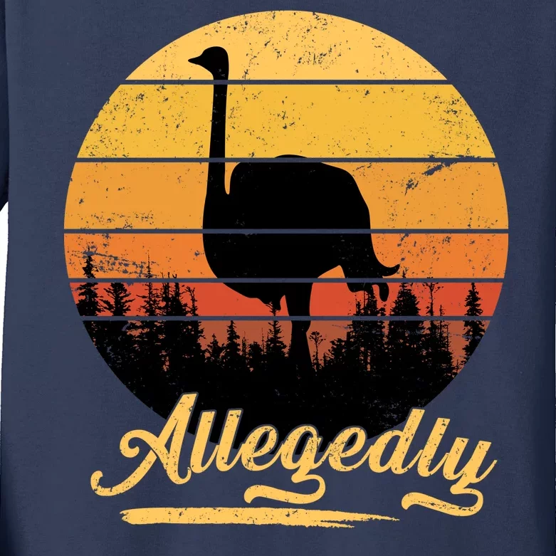 Allegedly Ostrich Retro Kids Long Sleeve Shirt