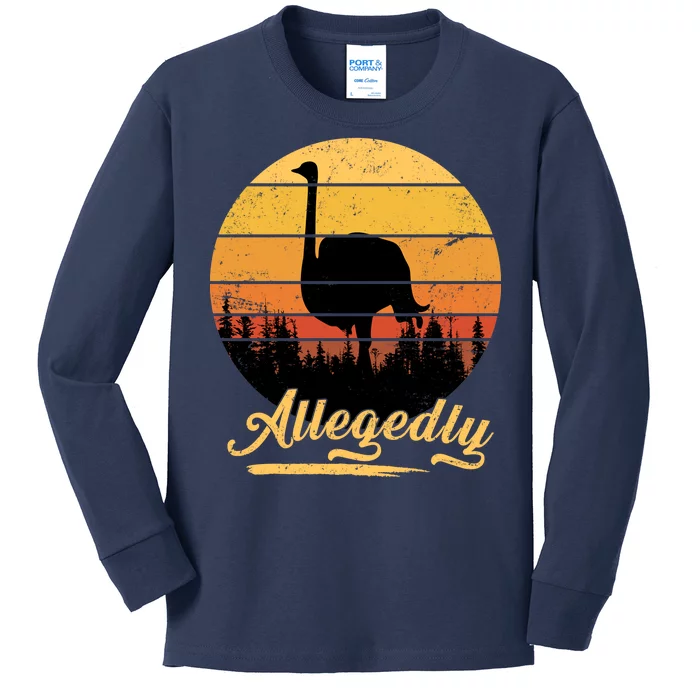 Allegedly Ostrich Retro Kids Long Sleeve Shirt