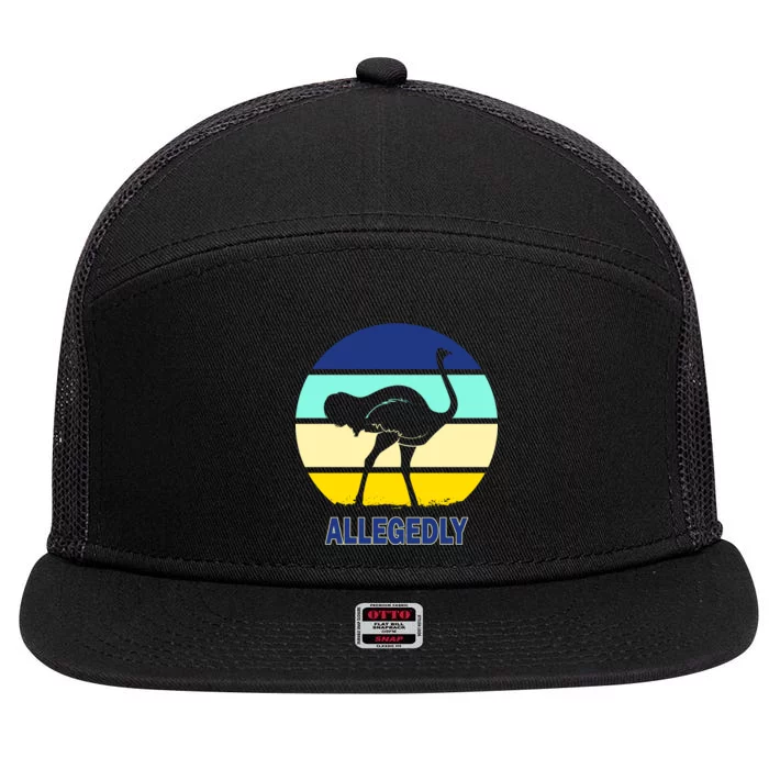 Allegedly Ostrich Retro Logo 7 Panel Mesh Trucker Snapback Hat