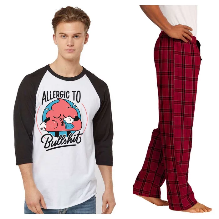 Allergic To Bullshit Funny Raglan Sleeve Pajama Set