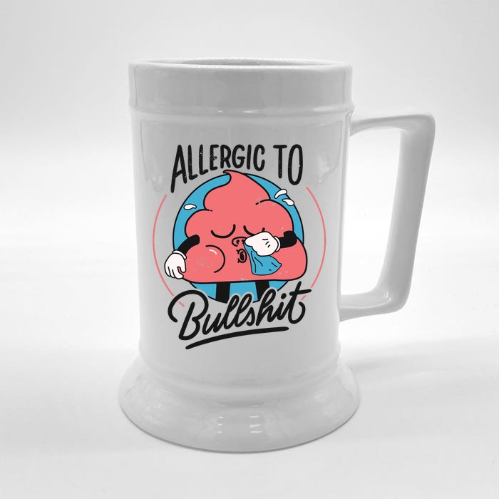 Allergic To Bullshit Funny Front & Back Beer Stein