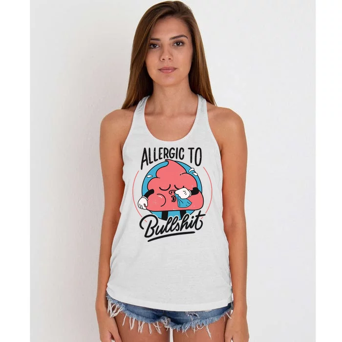 Allergic To Bullshit Funny Women's Knotted Racerback Tank