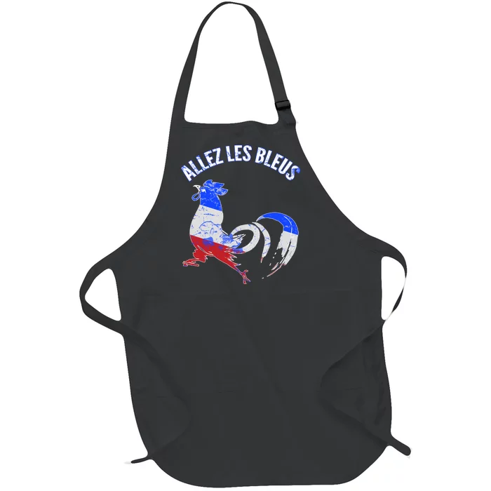 Allez Les Bleus France Soccer Full-Length Apron With Pocket