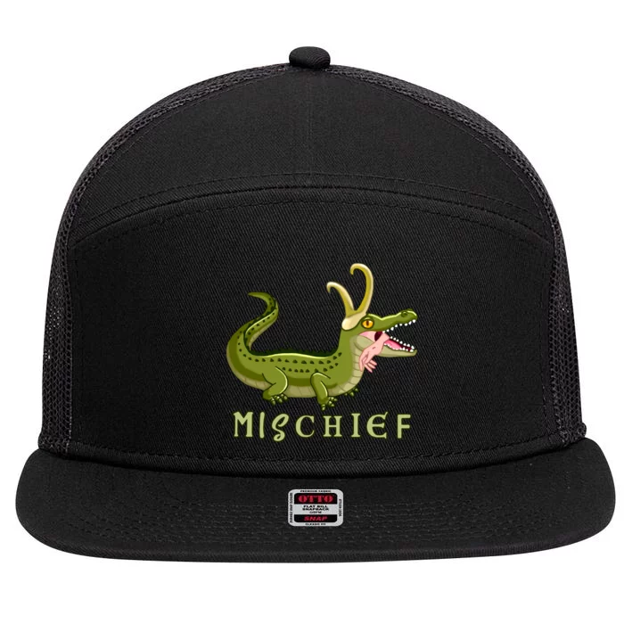 Alligator Gator Croki Crocodile God of Mischief 7 Panel Mesh Trucker Snapback Hat