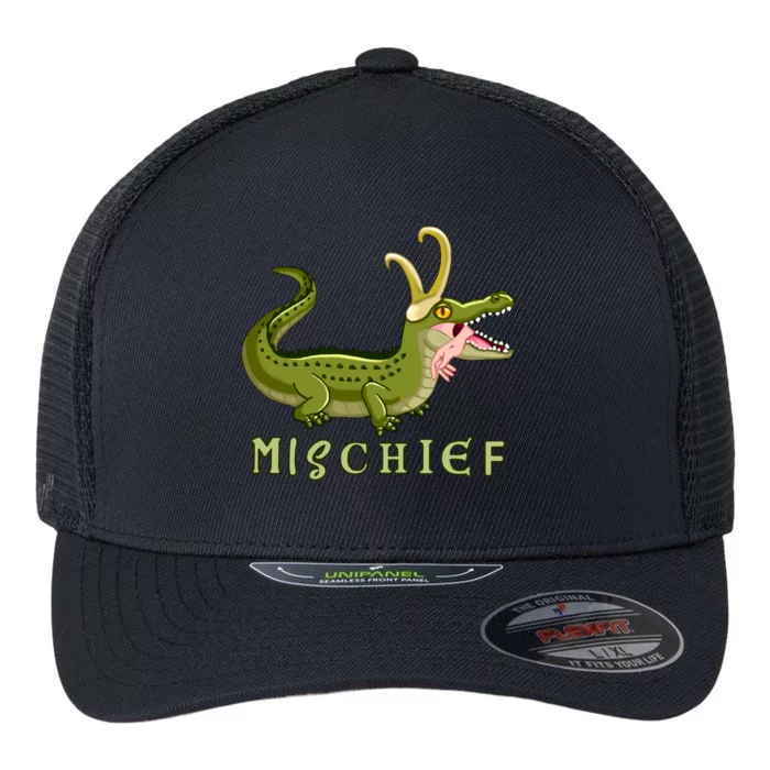 Alligator Gator Croki Crocodile God of Mischief Flexfit Unipanel Trucker Cap