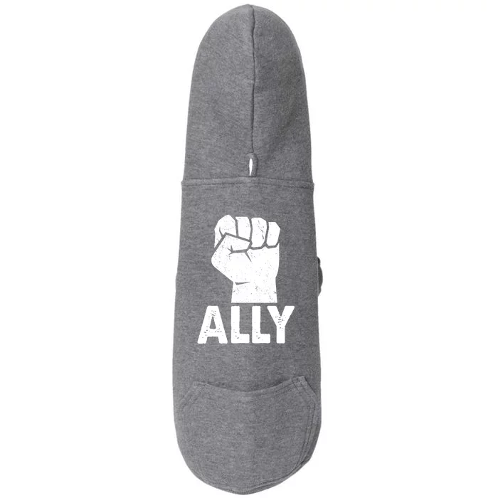 Ally Distressed Protest Fist Doggie 3-End Fleece Hoodie