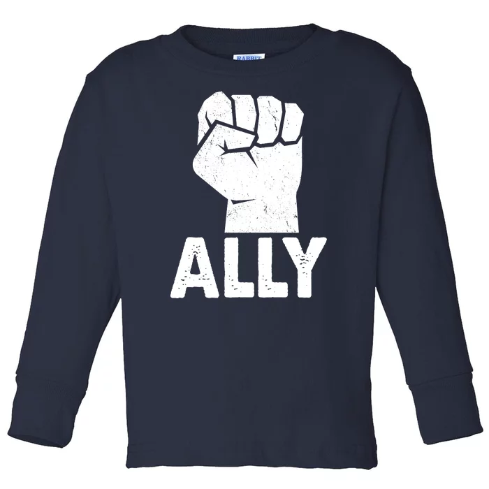 Ally Distressed Protest Fist Toddler Long Sleeve Shirt