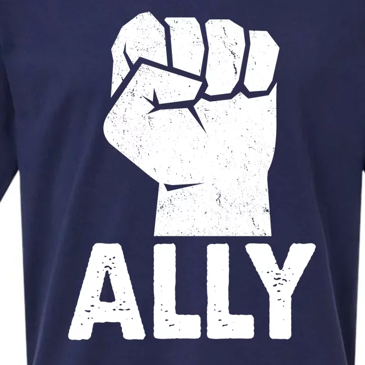 Ally Distressed Protest Fist Sueded Cloud Jersey T-Shirt