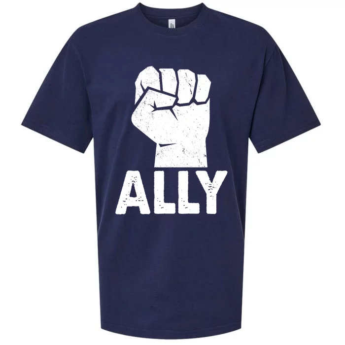 Ally Distressed Protest Fist Sueded Cloud Jersey T-Shirt