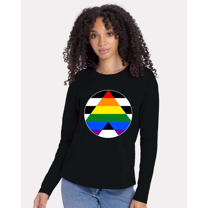 Ally Flag Circle Pyramid Pride Womens Cotton Relaxed Long Sleeve T-Shirt