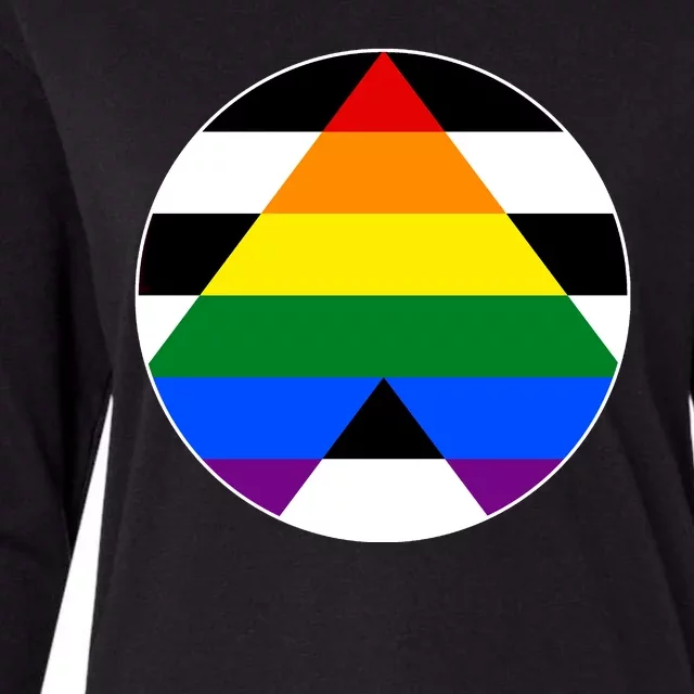 Ally Flag Circle Pyramid Pride Womens Cotton Relaxed Long Sleeve T-Shirt