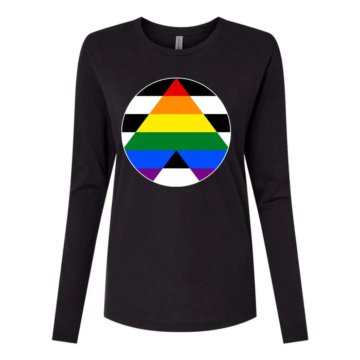 Ally Flag Circle Pyramid Pride Womens Cotton Relaxed Long Sleeve T-Shirt