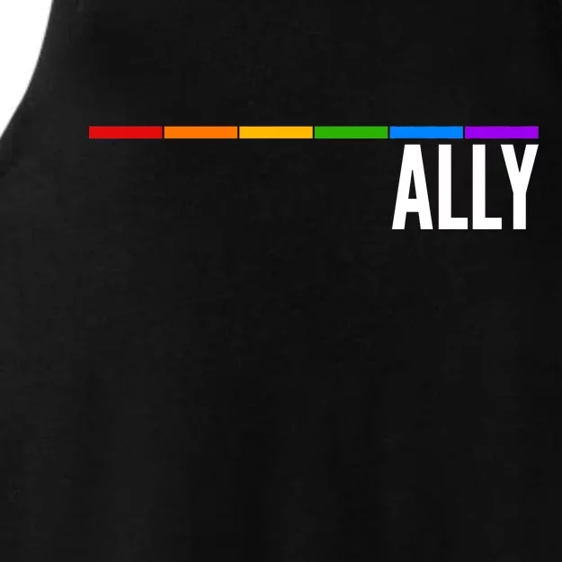 Ally LGBT Support Rainbow Thin Line Ladies Tri-Blend Wicking Tank