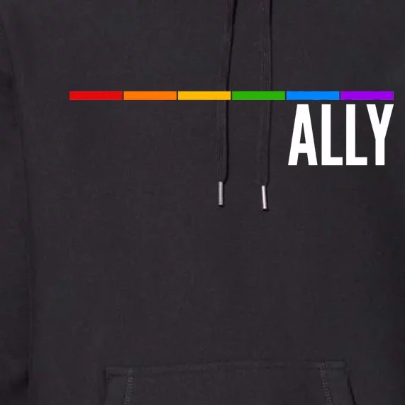 Ally LGBT Support Rainbow Thin Line Premium Hoodie