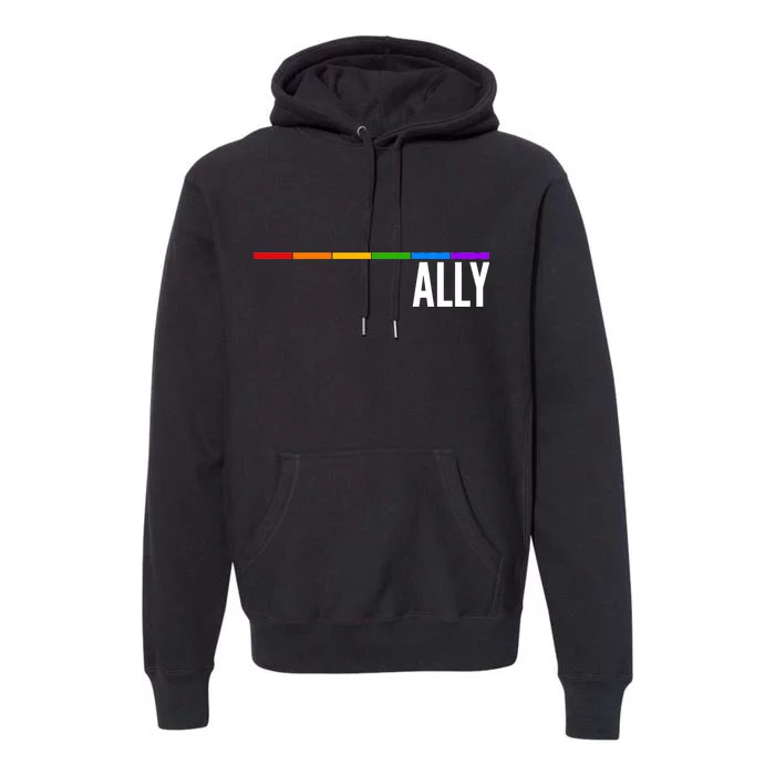 Ally LGBT Support Rainbow Thin Line Premium Hoodie