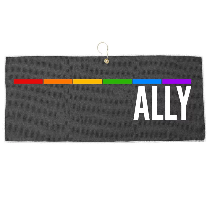 Ally LGBT Support Rainbow Thin Line Large Microfiber Waffle Golf Towel