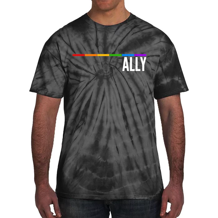 Ally LGBT Support Rainbow Thin Line Tie-Dye T-Shirt