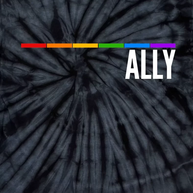 Ally LGBT Support Rainbow Thin Line Tie-Dye T-Shirt