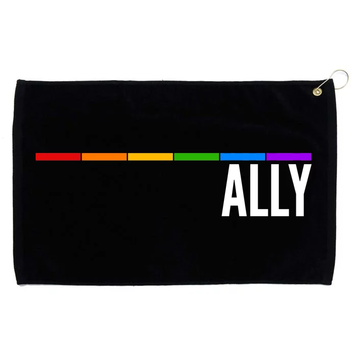 Ally LGBT Support Rainbow Thin Line Grommeted Golf Towel