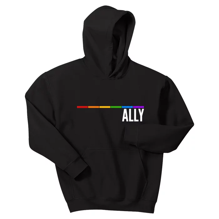 Ally LGBT Support Rainbow Thin Line Kids Hoodie