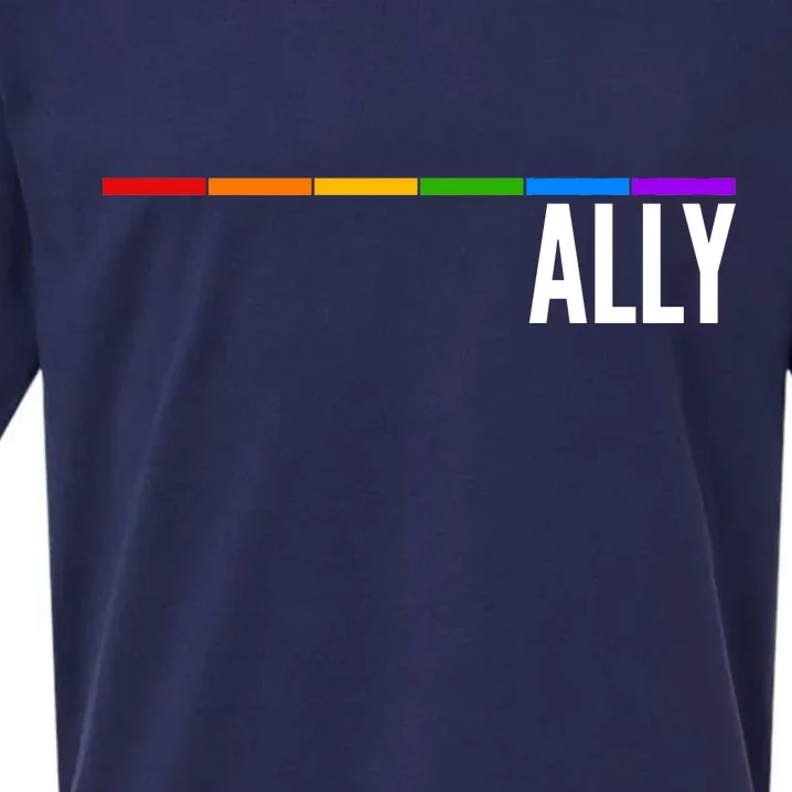 Ally LGBT Support Rainbow Thin Line Sueded Cloud Jersey T-Shirt