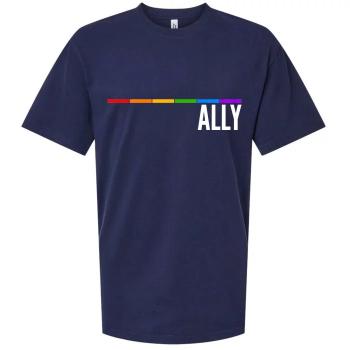 Ally LGBT Support Rainbow Thin Line Sueded Cloud Jersey T-Shirt