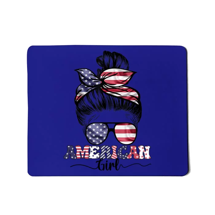 American Life Messy Bun Happy 4th Of July Independence Gift Mousepad