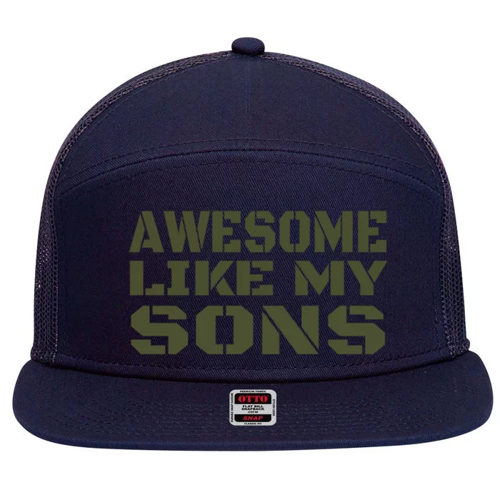 Awesome Like My Sons Happy Fathers Day Gift 7 Panel Mesh Trucker Snapback Hat