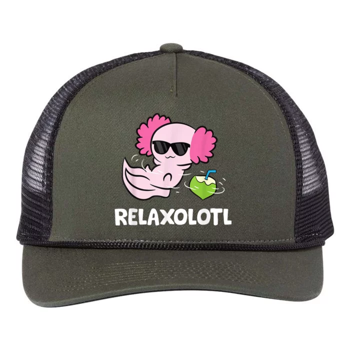 Axolotl Lover Mexican Salamander Relaxolotl Cute Axolotl Retro Rope Trucker Hat Cap