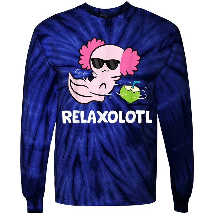 Axolotl Lover Mexican Salamander Relaxolotl Cute Axolotl Tie-Dye Long Sleeve Shirt