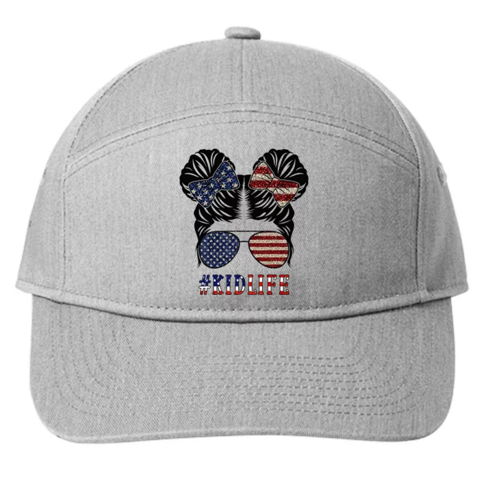 American Life Messy Bun 4th of July Patriotic USA 7-Panel Snapback Hat