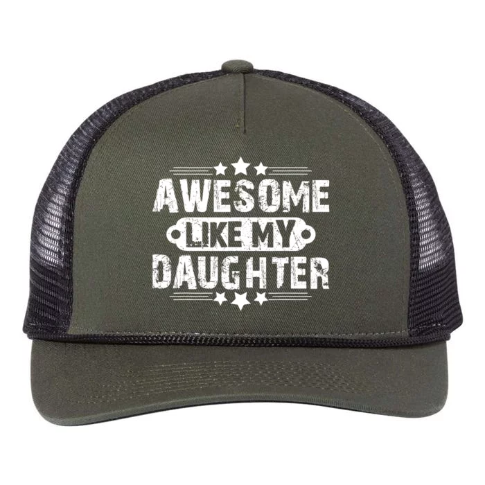 AWESOME LIKE MY DAUGHTER Funny Fathers Day Gift Dad Joke Retro Rope Trucker Hat Cap