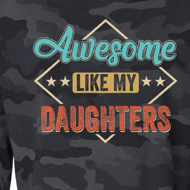 Awesome Like My Daughter Retro Dad Funny Fathers Day Cropped Pullover Crew