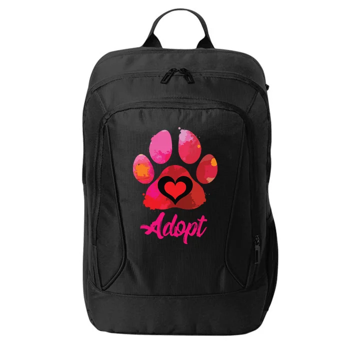 Adopt Love My Rescue Animal Lover Watercolor Art City Backpack