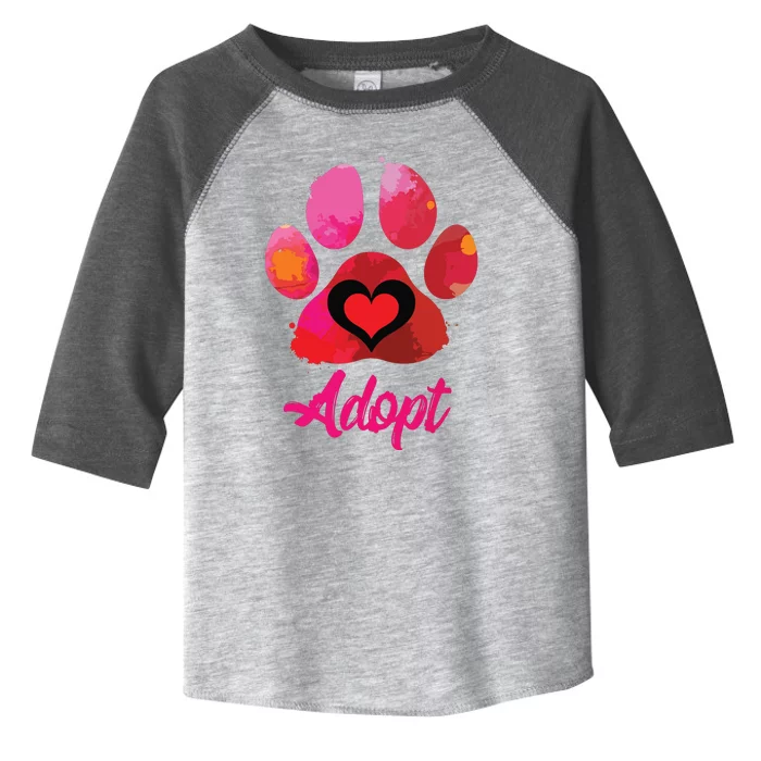 Adopt Love My Rescue Animal Lover Watercolor Art Toddler Fine Jersey T-Shirt