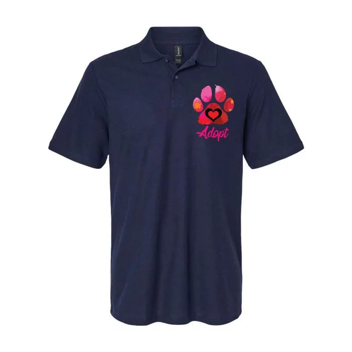 Adopt Love My Rescue Animal Lover Watercolor Art Softstyle Adult Sport Polo